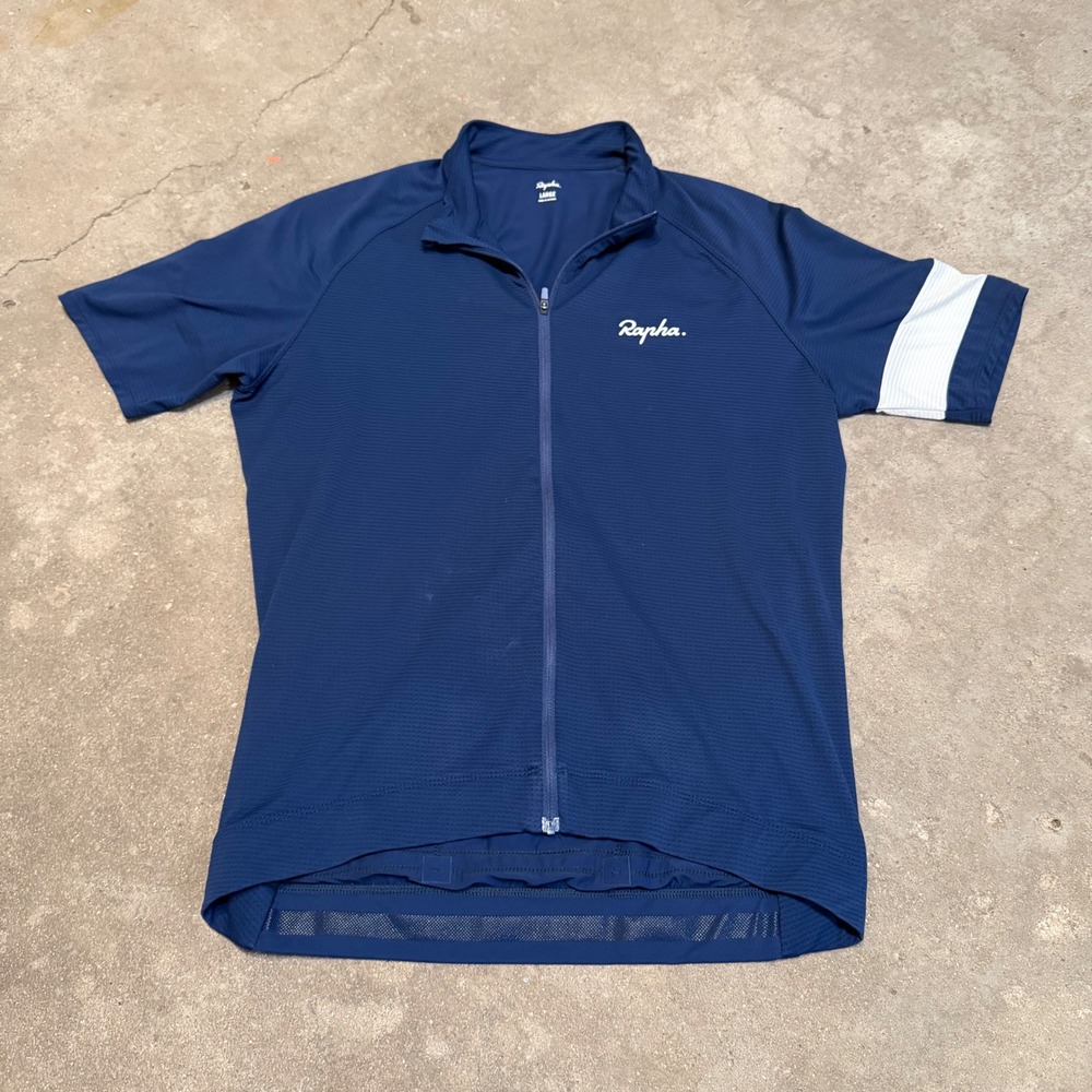 Rapha Core Lightweight Jersey Men Large Navy Blue Short Sleeve Full Zip Cycling